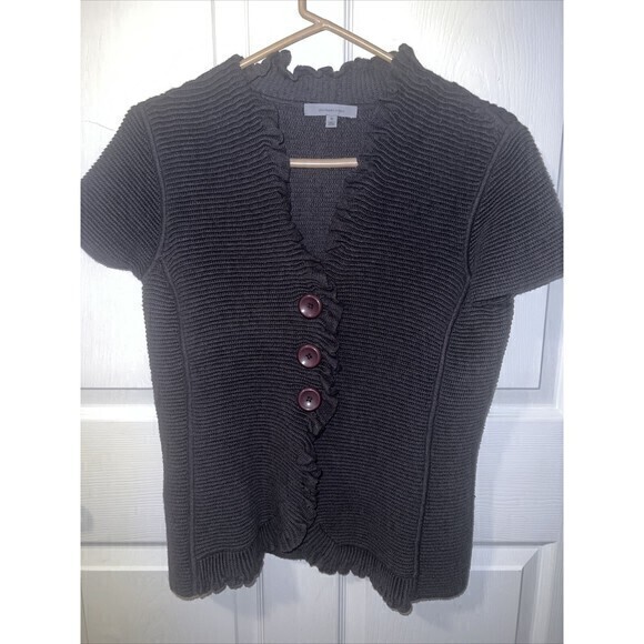 Classiques Entier Black Cardigan Sweater Short Sleeves‎ Size Medium Pre-owned - Picture 1 of 7